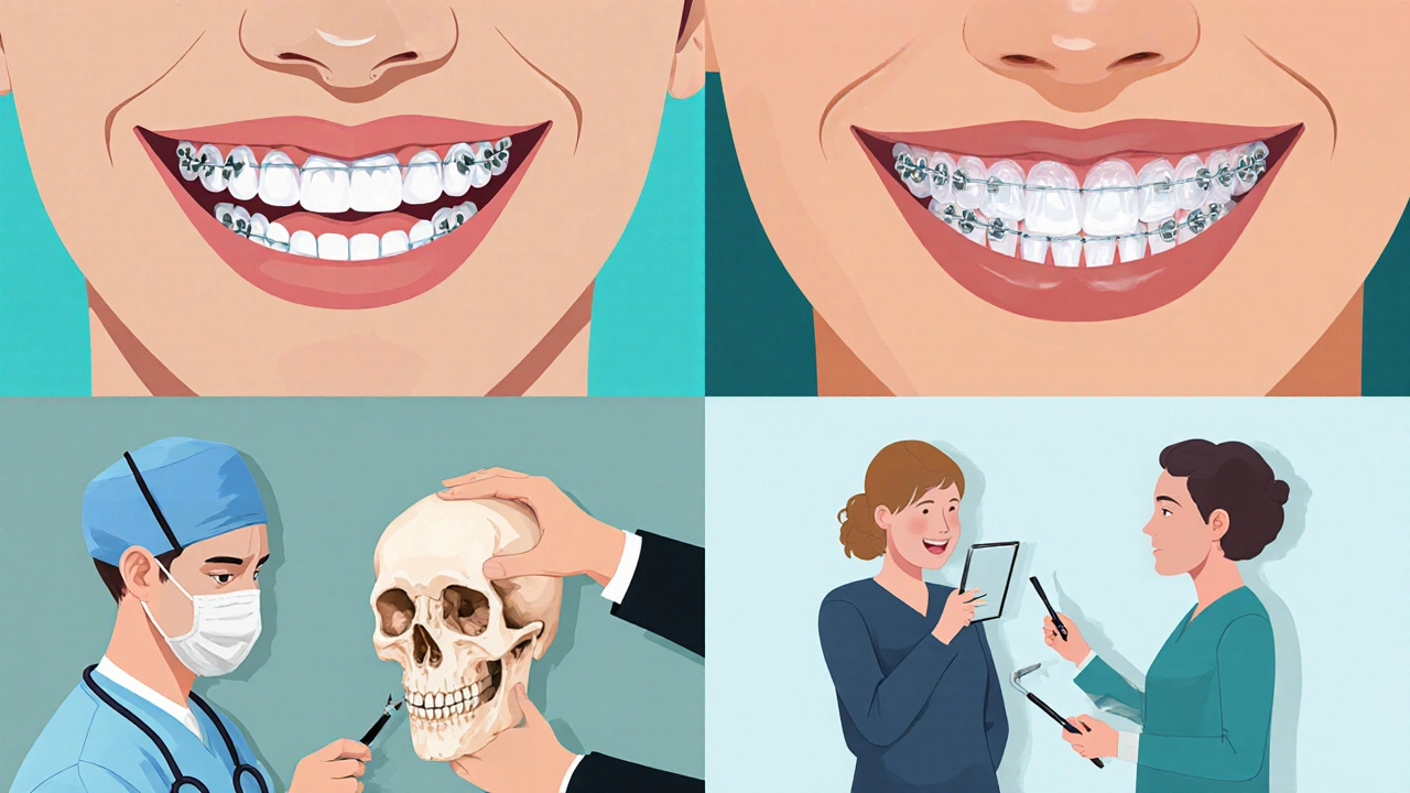 Čtyři způsoby léčby předkusu: aparát, Invisalign, operace a terapie.