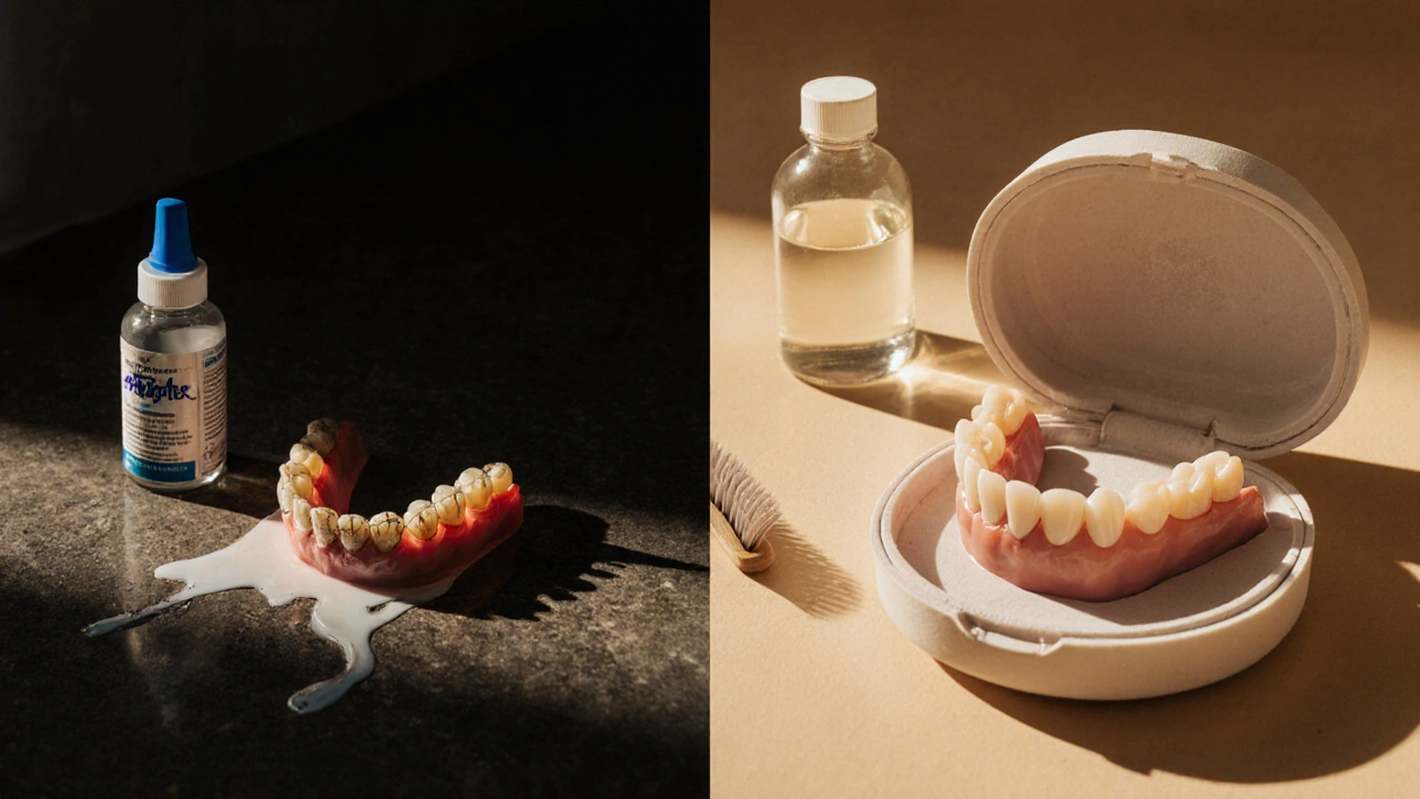 Kontrast mezi poškozenými a správně uchovanými vyjatými zuby.