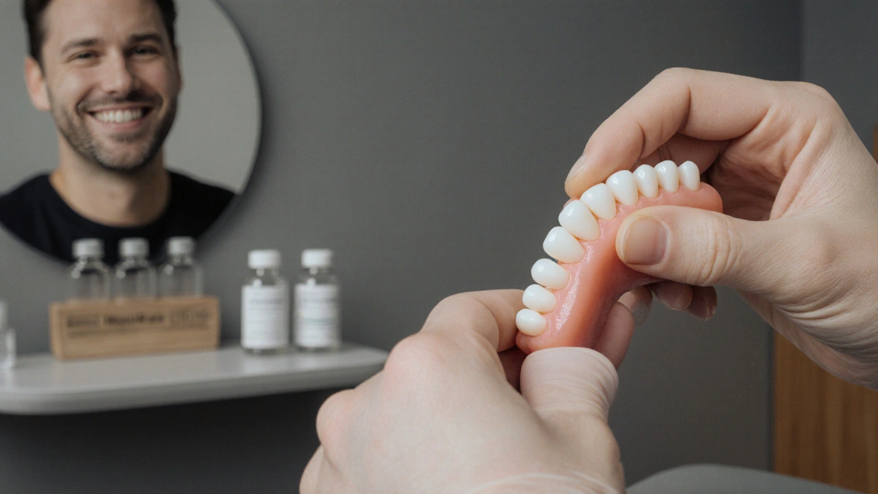 Porcelánové vložky přilepené na zuby, vytvářející přirozeně bílý úsměv