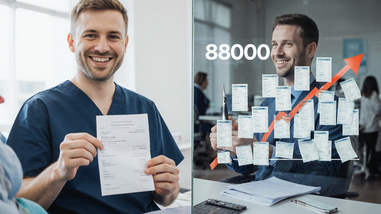 Rozdělený pohled: český a německý zubař ve srovnání jejich pracovních podmínek a příjmů po daních.