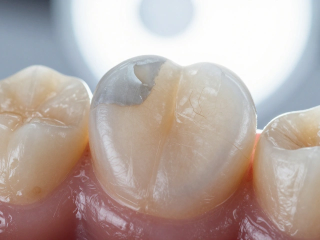 Jak vypadá poškozená sklovina u kompozitních fazet?