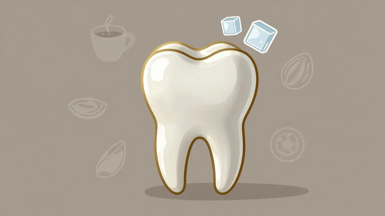 Keramická onlay jako ochranný štít proti opotřebení a zbarvení, symbolicky znázorněná na zubu.