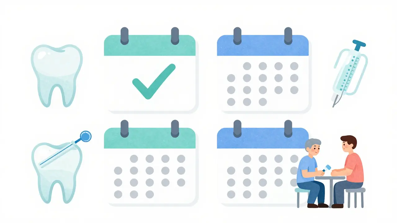 Kalendářní rok s jednou označenou preventivní zubní péčí.