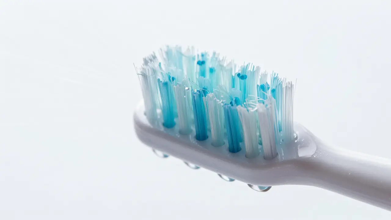 Detail štětin během čištění s efektem pohybu.