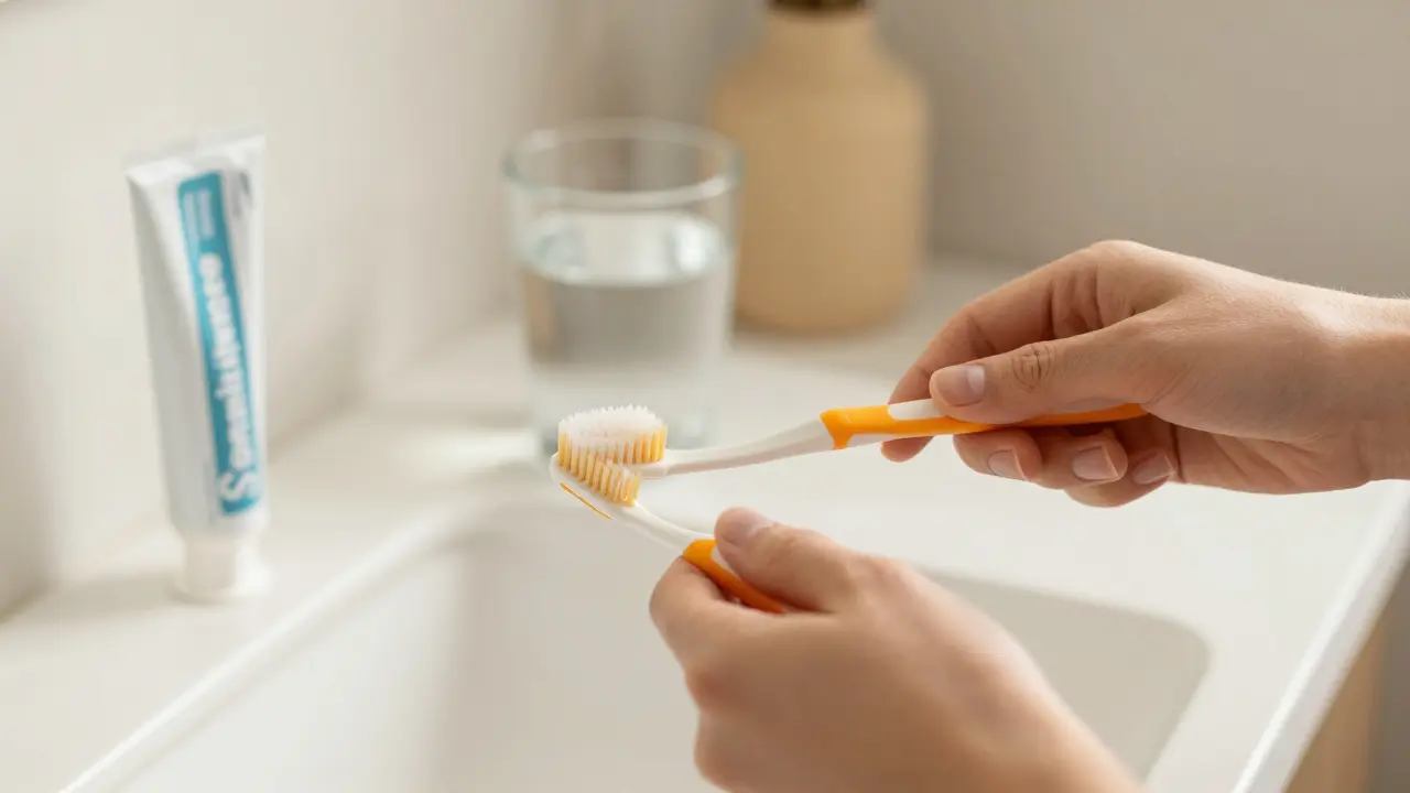 Péče o zuby: jemný kartáček a pasta pro citlivé zuby