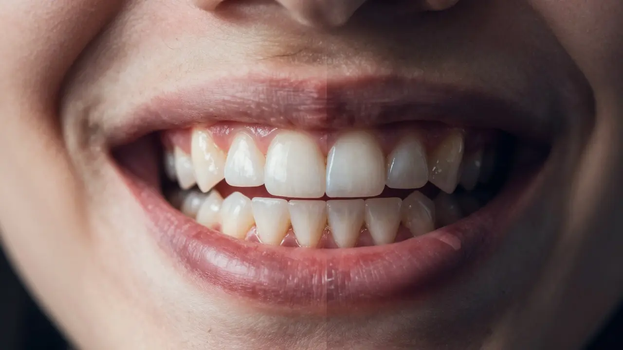 Srovnání zdravých zubů a zubů poškozených špatnou hygienou